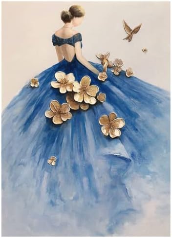 Liuta Diy 5D Diamond Pintura por kits de números, vestido de noiva azul Diamond Diamond Art Furring Full Rhinestones tinta