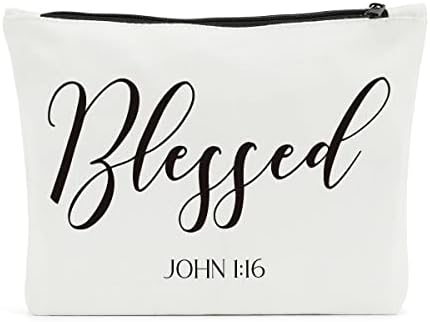 Presentes cristãos para mulheres, bolsa de maquiagem inspiradora, versículo da Bíblia Citações das Escrituras Religiosas para