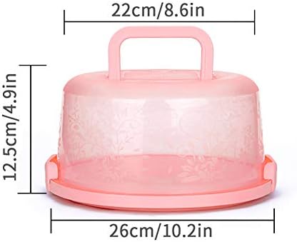 Caixa de bolo portátil Handelista de portador de contêiner Cupcake de armazenamento rosa redonda trava de tampa de tampa de tampa