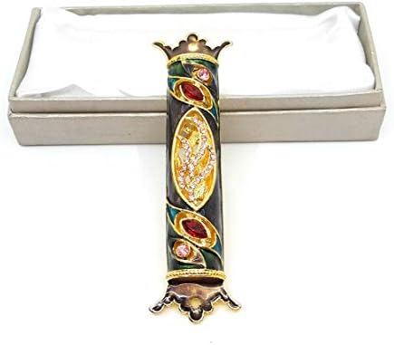 Ayuni Gifts of the World 4 esmalte o caso Mezuzah com o conjunto manual de cristais austríacos genuínos - videiras