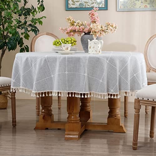 Newisher cinza redondo buffet malha rústica toalha de mesa de bordados de 60 polegadas Tamels de mesa de mesa para