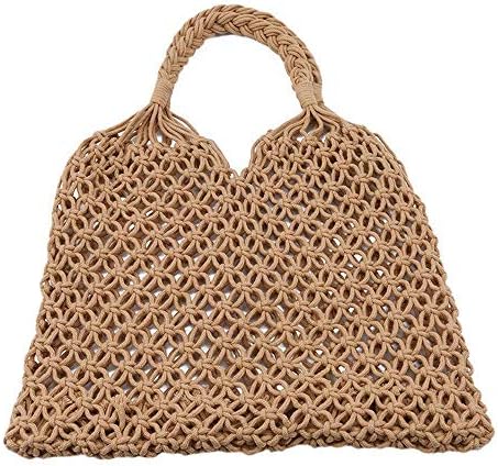 Hixixi Cotton Cotton Travel Travel Praia Pesca Bolsa Compras de Bolsa de ombro tecida para mulheres meninas