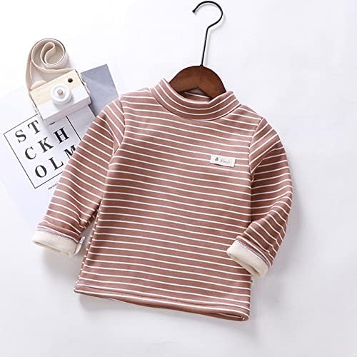 Janjean Kids meninos meninas camisas de inverno Velvet Fleece forrado casual casual camiseta de camiseta longa de manga longa