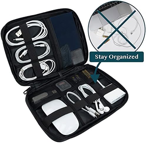 Pavilia Organizador eletrônico Small Travel Cable Organizer Bag para discos rígidos, cabos, carregador, telefone, USB,