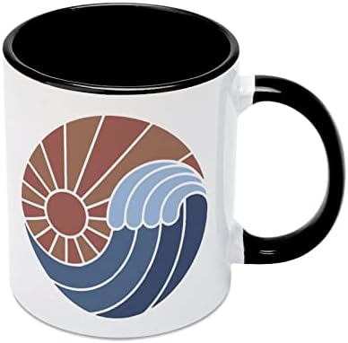 Sun & Sea Wave Caneca cerâmica Creative Black Inside Coffee Cup de Canecas Duráveis ​​Canecas Exclusivas