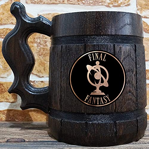 Arcanista Beer Stein, FF XIV Classes Caneca de cerveja, presente de gamer de madeira, caça de cerveja personalizada, tanque, presente personalizado para homens, presente para ele