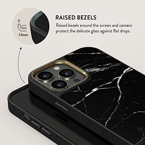 Burga Elite Case de telefone compatível com iPhone 14 Pro Max - Mármore preto - fofo, mas resistente com o sistema de defesa