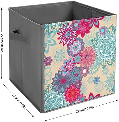 Mandala Dahlia Floral Padrão Floral Grandes Cubos Bins de armazenamento de lona Caixa de armazenamento Caixa de armazenamento Organizadores de armários para prateleiras