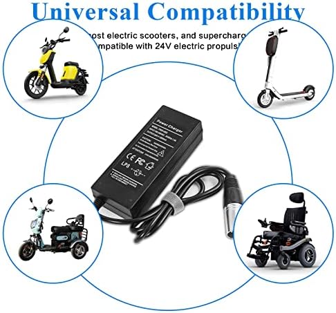 Antoble 24V 2A XLR Electric Scooter Battery Charger para o Go-Go Elite Traveler Plus HD US, Ezip Mountain Trailz, Jazzy Power Chair