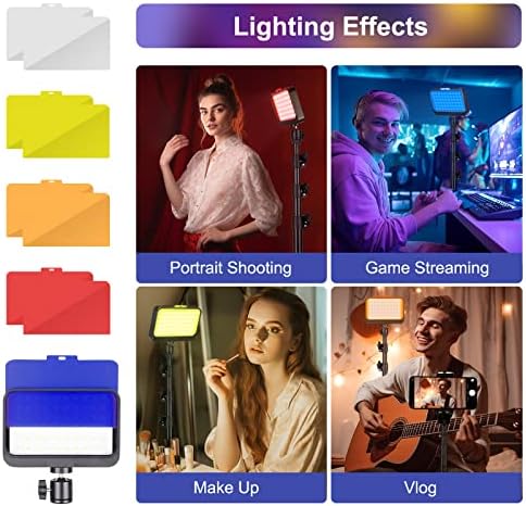 Torjim LED Video Lighting Kit, iluminação fotográfica 2pcs com suporte de tripé ajustável e 5 filtros de cores para iluminação