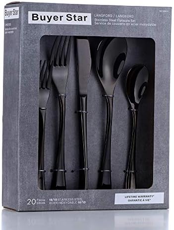 Calhas de talheres de talheres 20pcs de 20pcs Conjunto de talheres, utensílios de aço inoxidável preto Serviço de