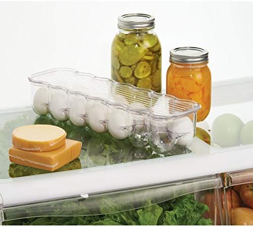 Suporte de ovo de plástico Idesign para geladeira com alça e tampa, organizador de armazenamento de geladeira para cozinha, segura até 14, 4,25 x 14,5 x 3 , transparente