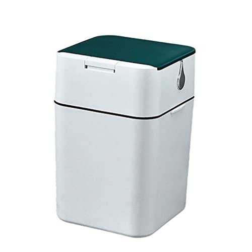 Lixo de leafasy lata com prensa, cesta de resíduos para banheiro, sala de cozinha, sala de artesanato de banheiro, 18L Verde