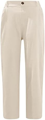 Calças de linho para mulheres Capri Capri Pants aboto