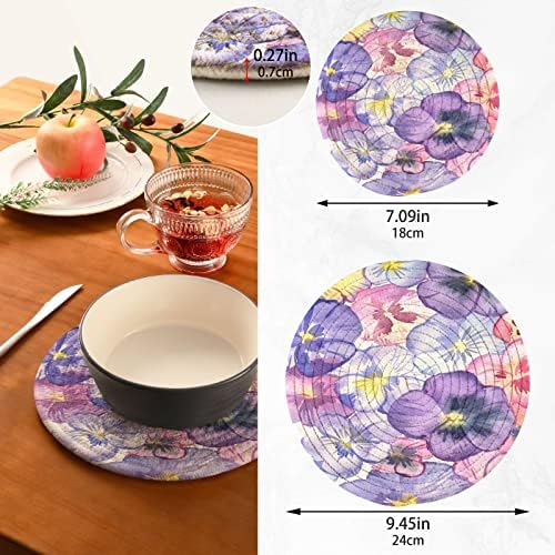 Alaza Flores roxas Spring Flowers Wilds Titulares Trivets Conjunto 2 PCs, Potholders para cozinhas, montanhas -russas de algodão Trivets para pratos quentes/vasos quentes e panelas/titulares de panela quente