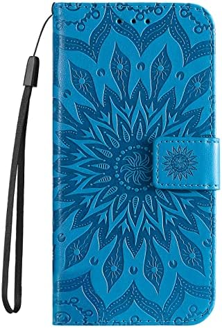 Oopkins Compatível com Samsung Galaxy S23 Ultra Caso Premium PU Casal de couro PU CASA COM SLUTO DE CARTA DE PULHA SLUTS SLOTS, Tampa de choque em corpo inteiro para Samsung Galaxy S23 Ultra Mandala Blue Kt