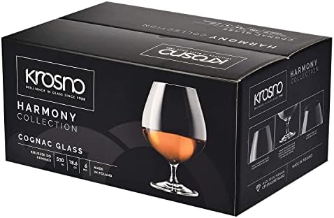 Krosno Brandy Cognac Snifter Glasses | Conjunto de 6 | 18,6 oz | Coleção de harmonia | Perfeito para casa, restaurantes e festas