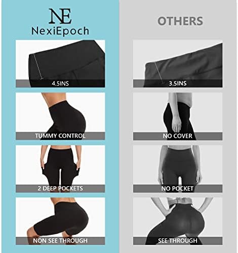 Shorts de motociclista nexiepoch para mulheres com bolsos - 8 de tamanho alto de cintura alta shorts para treino de ioga no verão