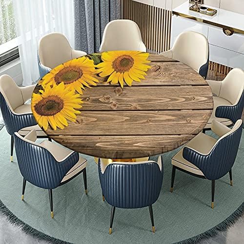 Tolera de mesa de girassol da Amelia Sharpe Coloque de mesa redonda de 60 polegadas de mesa de mesa de madeira Background Style