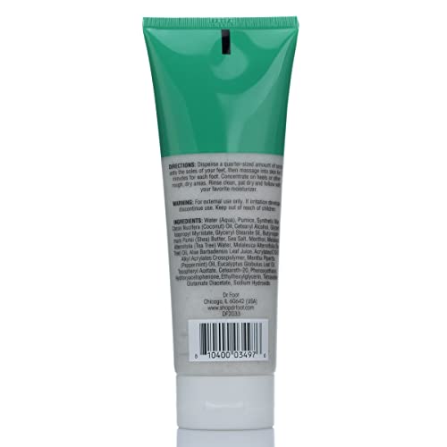 Dr. Foot Tea Tree Oil + Eucalyptus Óleo Esfregar o pé desintoxicante + esfoliando os cuidados com os pés esfolia, acalma e desintoxica os pés cansados, o esfoliante ajuda a remover calos e células mortas da pele, grandes 8 fl oz