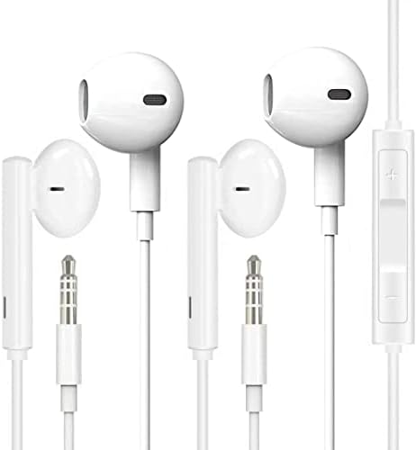 2 pacote fone de ouvido para fones de ouvido Earbuds de 3,5 mm de fone de ouvido com fio de fone de ouvido com fio com controle de