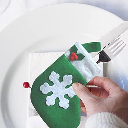 3pcs Bolsa de decoração de talheres de Natal Mini meias pequenas meias pequenas talheres de talheres decorações de mesa de festa decorações