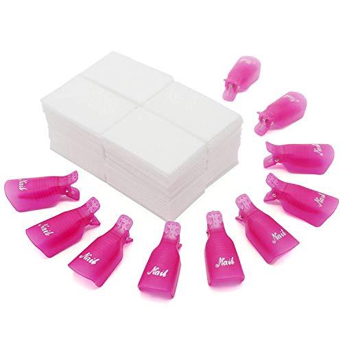 JIULORY POLLELH EXLONEVE CLIPS DE CONJUNTO DE 10 + 1000 PCS MOMA REMOÇÃO DE REMOVER GEL DE GEL DE GEL CAPS DE CLIP