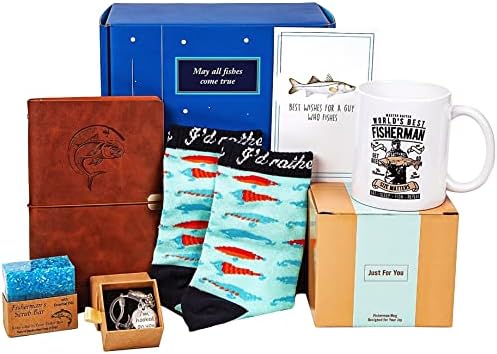 Presentes de pesca para homens únicos - Presentes de pesca do dia dos pais para papai - Melhores presentes para uma caixa de presente de homens pescadores; Pesca Livro de Livros de Pesca Caneca Caneca Soofes de Chaves