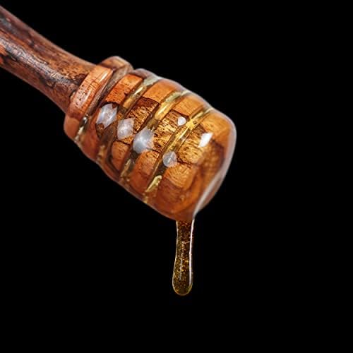 Daringcut artesanato de madeira artesanal Dipper colheres de mel mel para chá embrulhado individualmente - chocolate/glicose/bordo