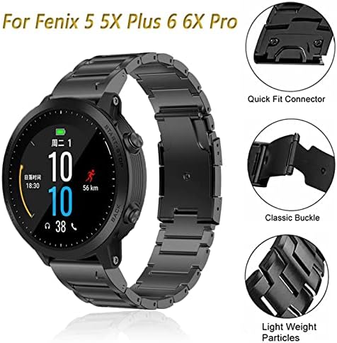 Pulseira de aço inoxidável SDUTIO para Garmin Fenix ​​6x 6s 6 5x 5 5s mais 3HR 935 945 EasyFit Redunda rápida Relógio de metal