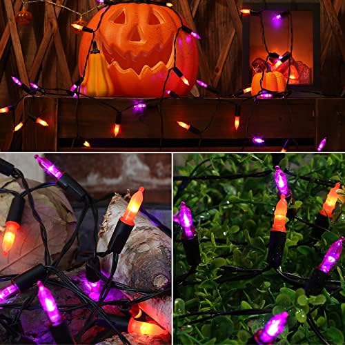 Lusharbor Halloween Lights, 50led Mini Halloween Decor Lights String Battery Operado com 8 modos e clipes de fotos Luz de cordas,