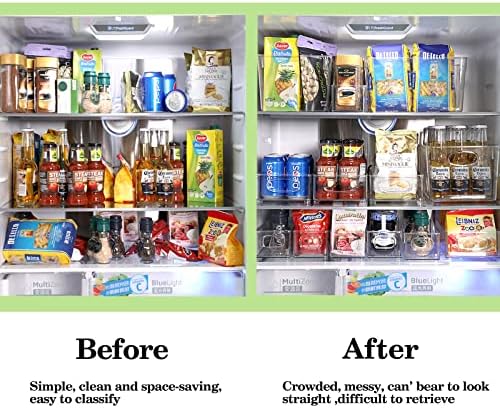 Bins de organizador de geladeira transparente Conjunto - organizadores de refrigeradores de 10 peças e caixas de armazenamento,
