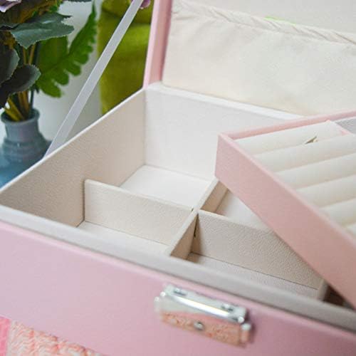 Greenl Gerrnlove Jewelry Box Organizer for Women, estojo de armazenamento de exibição de jóias de duas camadas com 8 cabides de