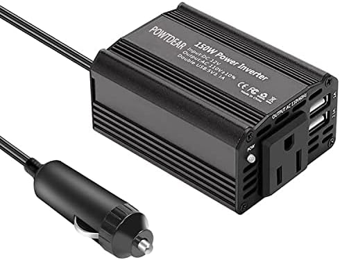 150W Power Inverter Car Power Converter DC 12V a 110V AC com 2 portas USB 1 lojas de CA Black