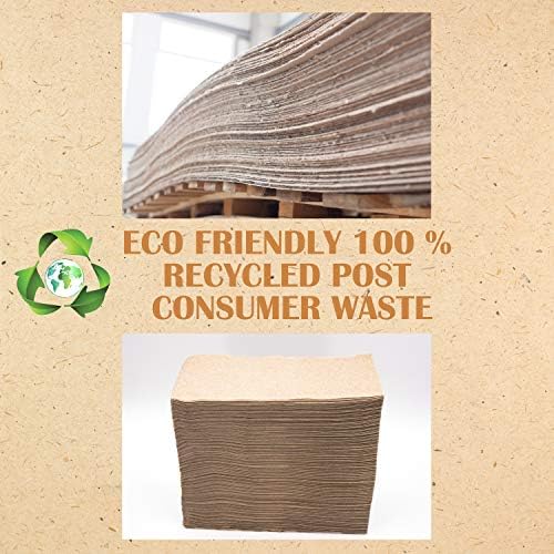 Toalhas de papel ecológicas não branqueadas recicladas, 1000 Z Multifold Brown Orgânico pós -consumidor Resíduos