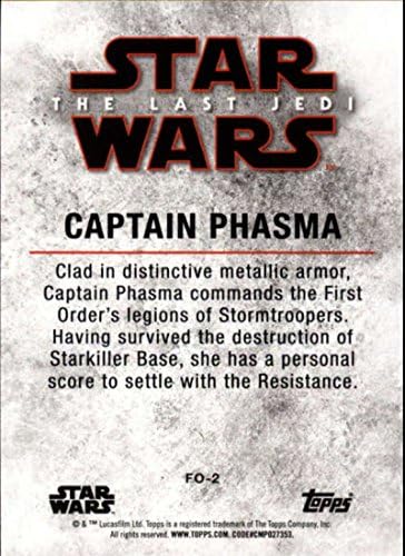 2018 Topps Star Wars The Last Jedi Série 2 soldados da primeira ordem FO-2 Capitão Phasma Collectible Movie Trading C