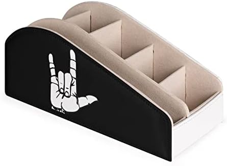 ASL American Sign Language I Love You TV Remote Control titulares Organizer Box Pen Pencil Desk Storage Caddy com 6 compartimento