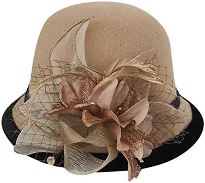 Chapéu de lã feminina Hat 1920s Vintage Festa Floral Igreja Chapéus Chapé