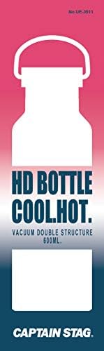 Capitão Stag UE-3511 Garrafa esportiva, bebida direta, garrafa de aço inoxidável duplo, isolamento a vácuo, retenção de calor e frio, garrafa HD, 20,3 fl oz, gradiente rosa x azul
