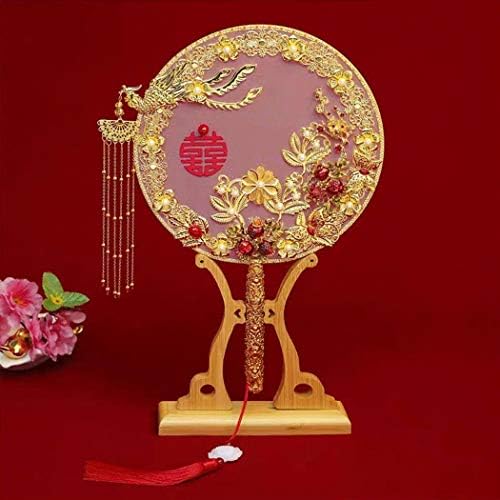 Oggo Chinese Round Fãs para mulheres, fã de casamento na noiva, superfície de seda e alça de bambu com borla, belos presentes de aniversário