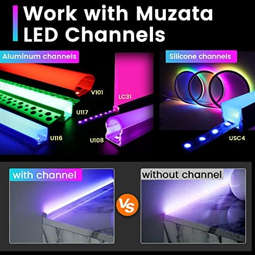 Muzata 16,4ft 3535 Luzes de tira LED DC12V COR ENDERETELAÇÃO Alteração de alta intensidade 96LEDS/m AC1L e 10pack 3,3ft/1m