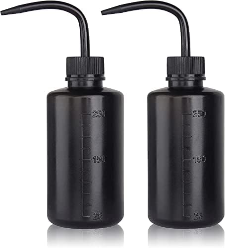 250 ml 2pc de plástico garrafa de garrafa de enxágue de garrafa de lavagem de garrafa de garrafa de água pode regar regar a garrafa de irrigação Tatuagem Botão de lavagem de 250 ml Laboratório médico, suprimentos de tatuagem dobrar escala na boca Mark preto preto