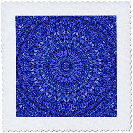 3drose Blue Petal Mosaic Mandala Padrão - Quilt quadrados