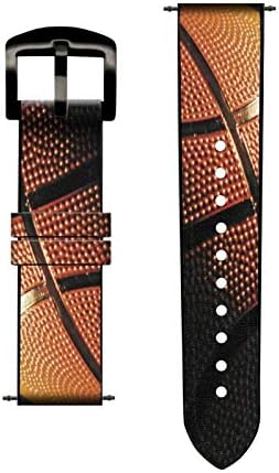 CA0136 Basketball Sport Leather & Silicone Smart Watch Band Strap for Garmin Vivoactive 4 Tamanho