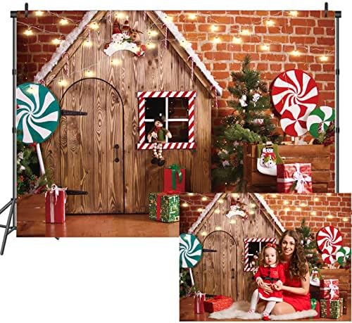 Ltlyh 8x6ft de tecido de natal fotografia pano de fundo Candy House Candy Tree e Gifts for Kids Retrato Photo Studio