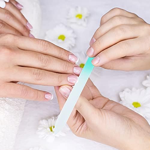 Arquivo de unhas de vidro com estojo, eaoone 3 pack crystal unhas para unhas naturais, arquivamento gravado de dupla fome Arquivo de unhas de superfície, manicure profissional de manicure cucho de vidro de vidro- gradiente de mixagem de mixagem