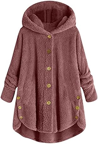 Casacos de inverno Nokmopo para mulheres Mulheres Plus Size Button Tops Tops encapuzados Cardigan Cardigan Casaco de lã