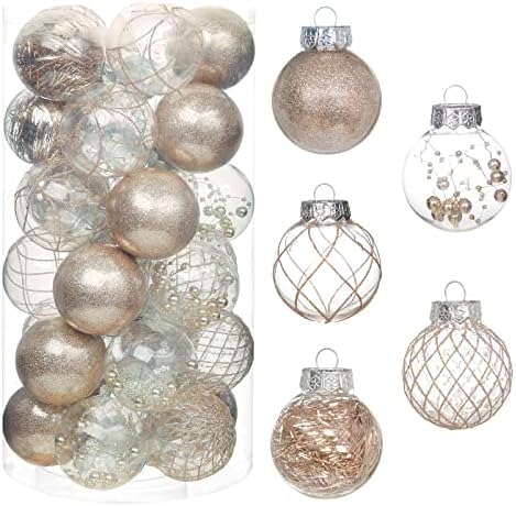 Ornamentos claros da bola de Natal, 30ct de 2,36 polegadas de champanhe de champanhe enfeites de natal para a árvore de natal