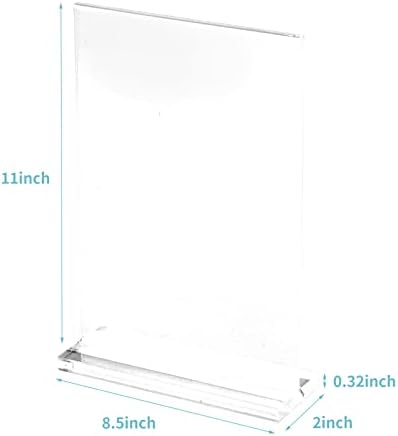 Haxzsyp 8.5x11 Somente acrílico vertical, titular da mesa de plástico em forma de T ， Spot de papel de mesa de dupla face