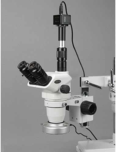 AMSCOPE ZM-4TNX Microscópio de zoom de estéreo trinocular profissional, EW10X Focando oculares, ampliação de 3,35x-45x, objetivo